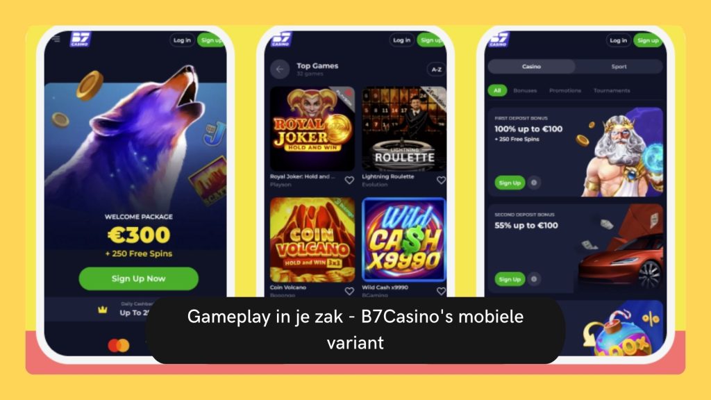 Gameplay in je zak - B7Casino's mobiele variant